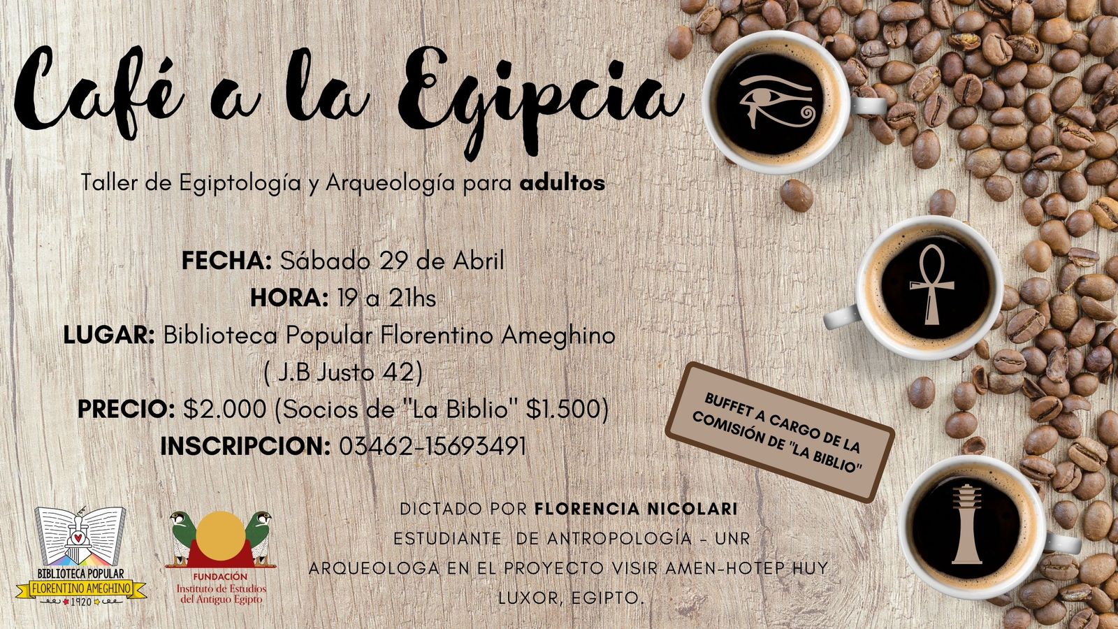 CAFÉ A LA EGIPCIA: Taller de Egiptología y Arqueología para adultos